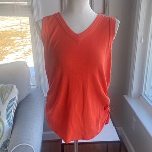 Market & Spruce orange ribbed Marni  V-neck ruched  fitted Rio Tank XXL NWT
